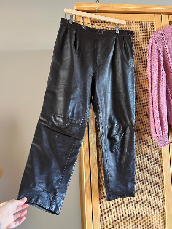 Pantalone di pelle marrone testa di moro