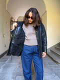 Giacca in pelle nera modello bomber
