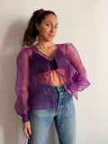 PRE ORDINE • Camicia con laccetti organza viola