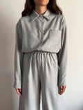 Camicia ampia fresco lana grigio chiaro