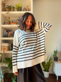 PRE ORDINE • Maglione over panna righe nere