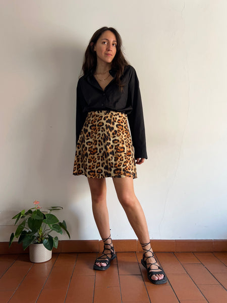 Leopard Skirt Outfit Gonna Leopardata Corta Leopard Print Gonna
