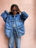 Giacca jeans over con tasche