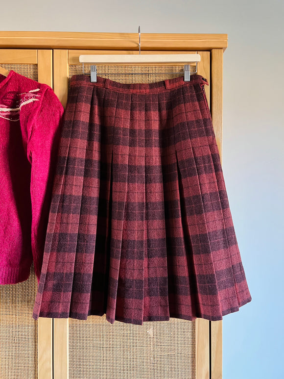 Gonna a pieghe tartan vinaccia