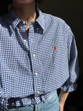 Camicia Gilbi Ralph Lauren quadretti blu stemma arancione