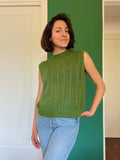 Top con bottoni in maglia di cotone pistacchio