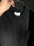 Camicia sartoriale pura seta nera righina