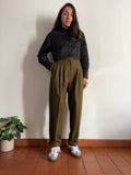 Pantalone tripla pince verde oliva