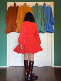 Abito con cintura cupro wash mattone