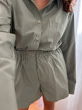 Camicia ampia cotone salvia