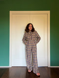 Camicia sartoriale tartan beige e viola