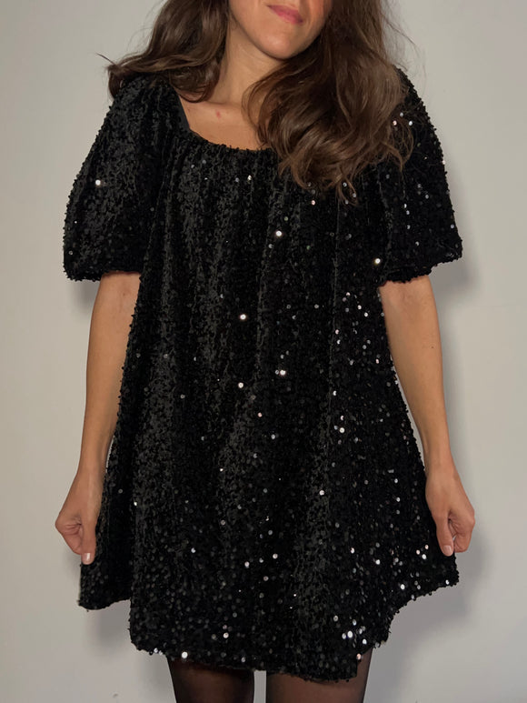 PRE ORDINE • Abito corto paillettes nere