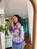 Camicia di seta viola tipo foulard