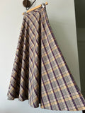 Gonna lunga sartoriale tartan beige e viola