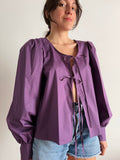 PRE ORDINE • Camicia con laccetti cotone viola polveroso