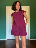 PRE ORDINE • Pantaloncino misto lino burgundy
