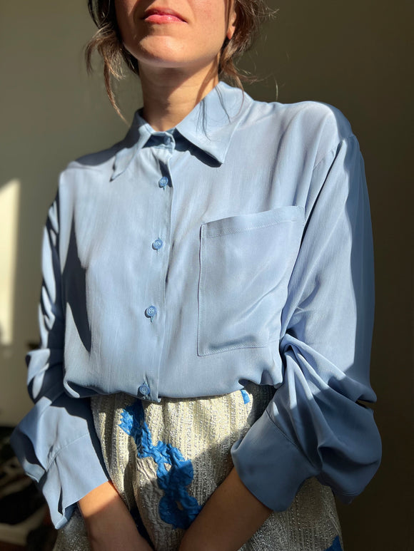Camicia sartoriale seta azzurro cielo