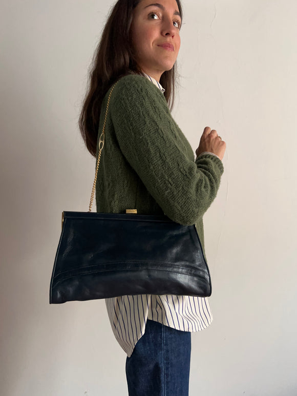 Pochette di pelle blu notte