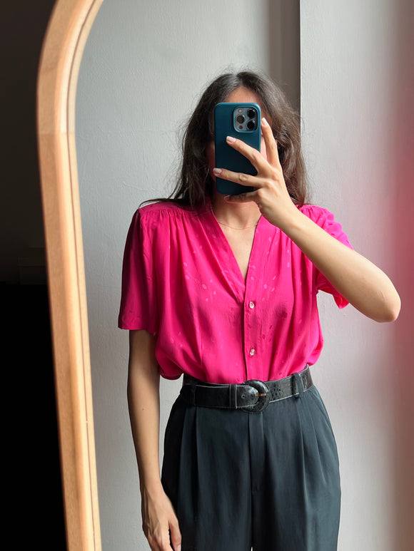 Camicia di seta fuxia