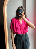 Camicia di seta fuxia