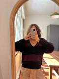 Pullover a righe vinaccia