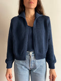 Cardigan corto cotone blu