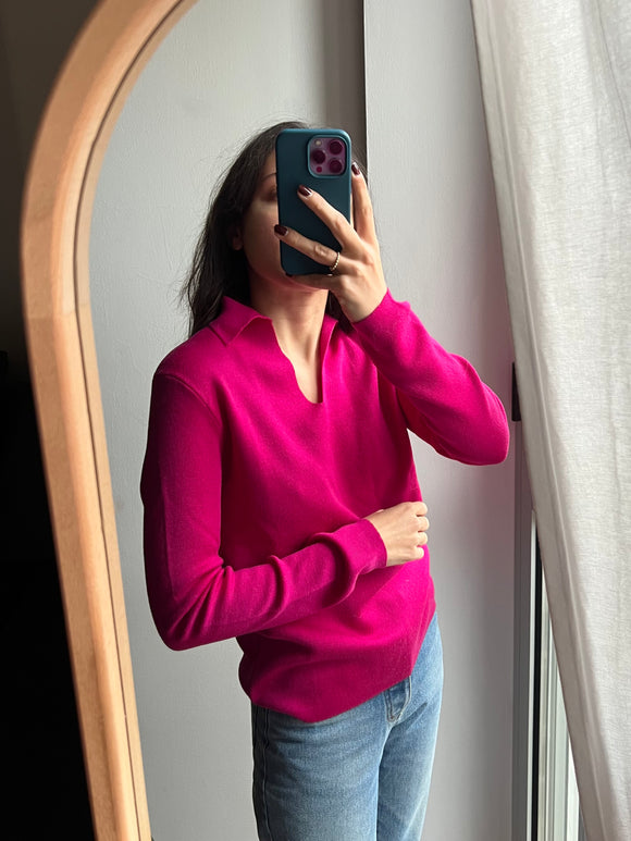 Maglione polo fuxia