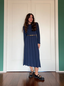 Cotton knit dress blu