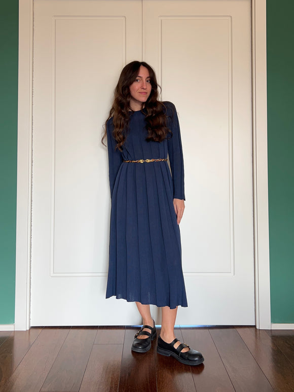 Cotton knit dress blu