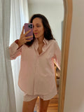 Camicia ampia cotone cipria