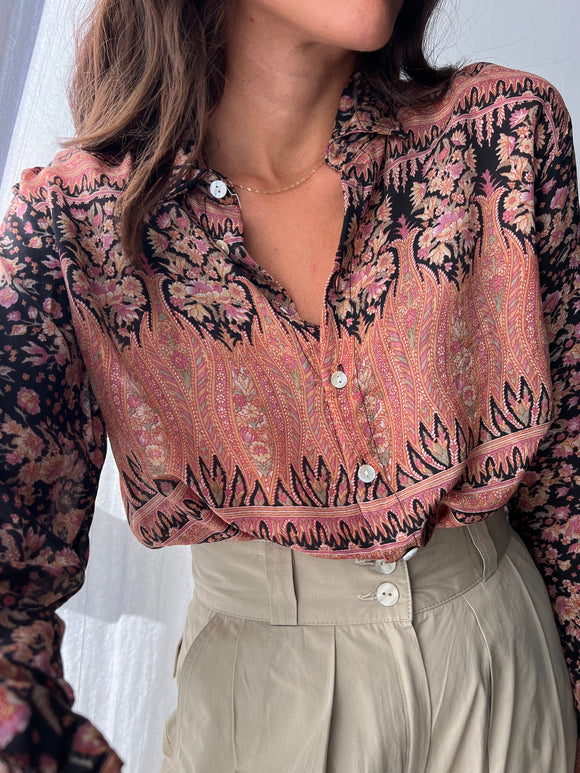 Camicia indiana modello maschile S/M nera e rosa