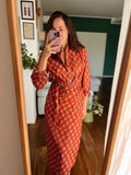 Camicia di cotone ruggine fiori