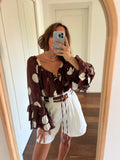 Maxi camicia Formentera marrone pois grandi