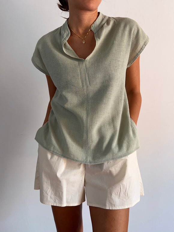 Blusa verdina di lino