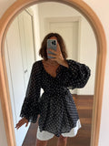 PRE ORDINE • Maxi camicia Formentera nera pois piccoli