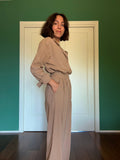 PRE ORDINE • Pantalone sartoriale con le pince misto lino biscotto