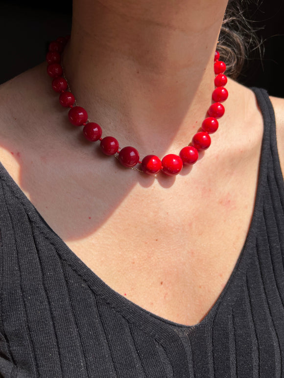Collana perle rosse