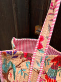 Maxi borsa trapuntata in velluto • rosa