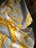 Foulard grande di seta grigio e giallo
