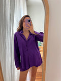 Camicia ampia cotone viola
