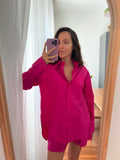 Camicia ampia cotone fuxia
