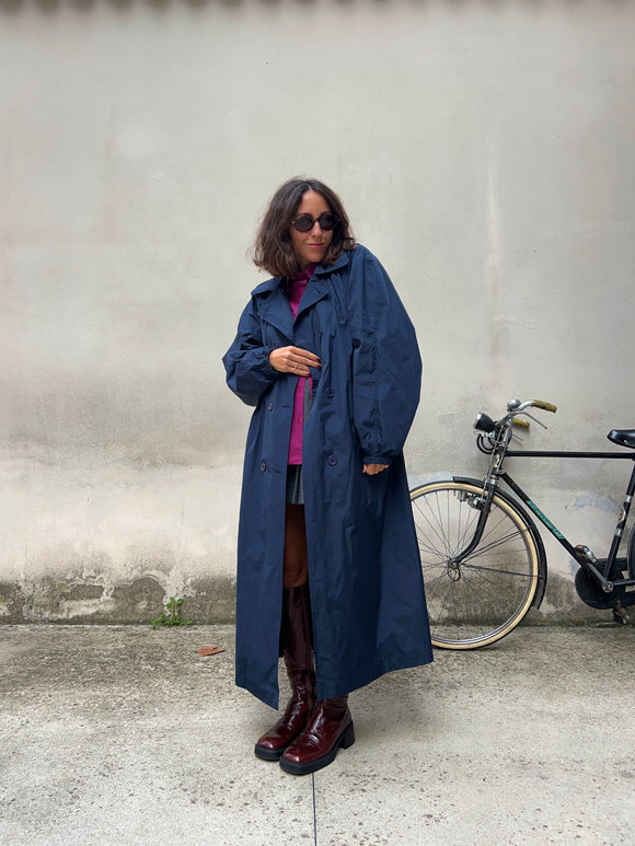 PRE ORDINE • Maxi trench sartoriale blu