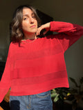 Maglione righe traforate • fragola