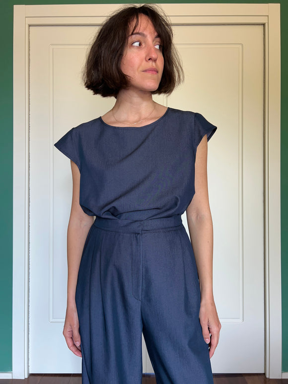 Maglietta sartoriale denim blu