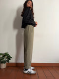 Pantalone a vita alta salvia chiaro