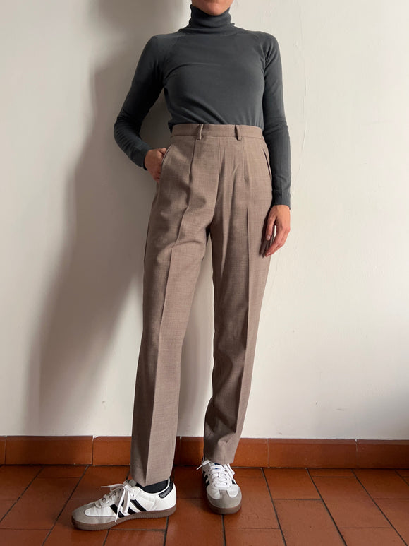 Pantalone di lana beige slim