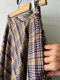 Gonna lunga sartoriale tartan beige e viola