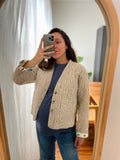 Giacca trapuntata double-face • modello cardigan • fantasia base panna
