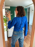 Camicia bluette con bottoni dietro