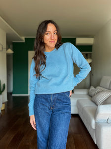 Maglione girocollo azzurro cielo